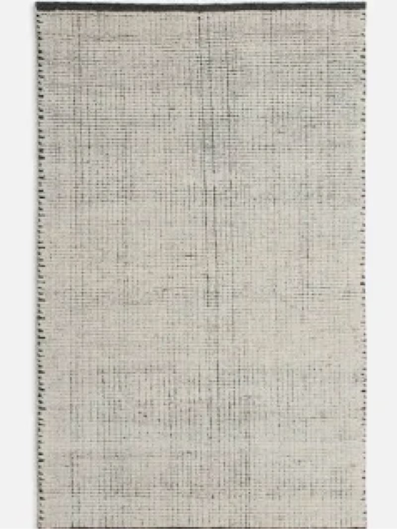 ares hand-knotted wool rug, ivory/charcoal, 2'6" x 7'