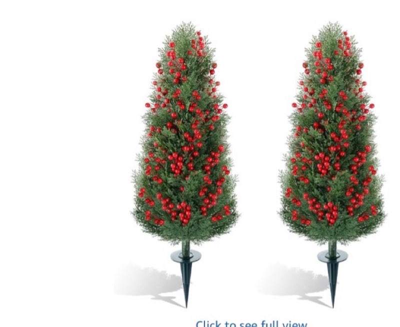 Yunlly 2 Set 3 FT Artificial Christmas Topiary Cedar Trees Faux Cypress Trees Christmas Decorations 