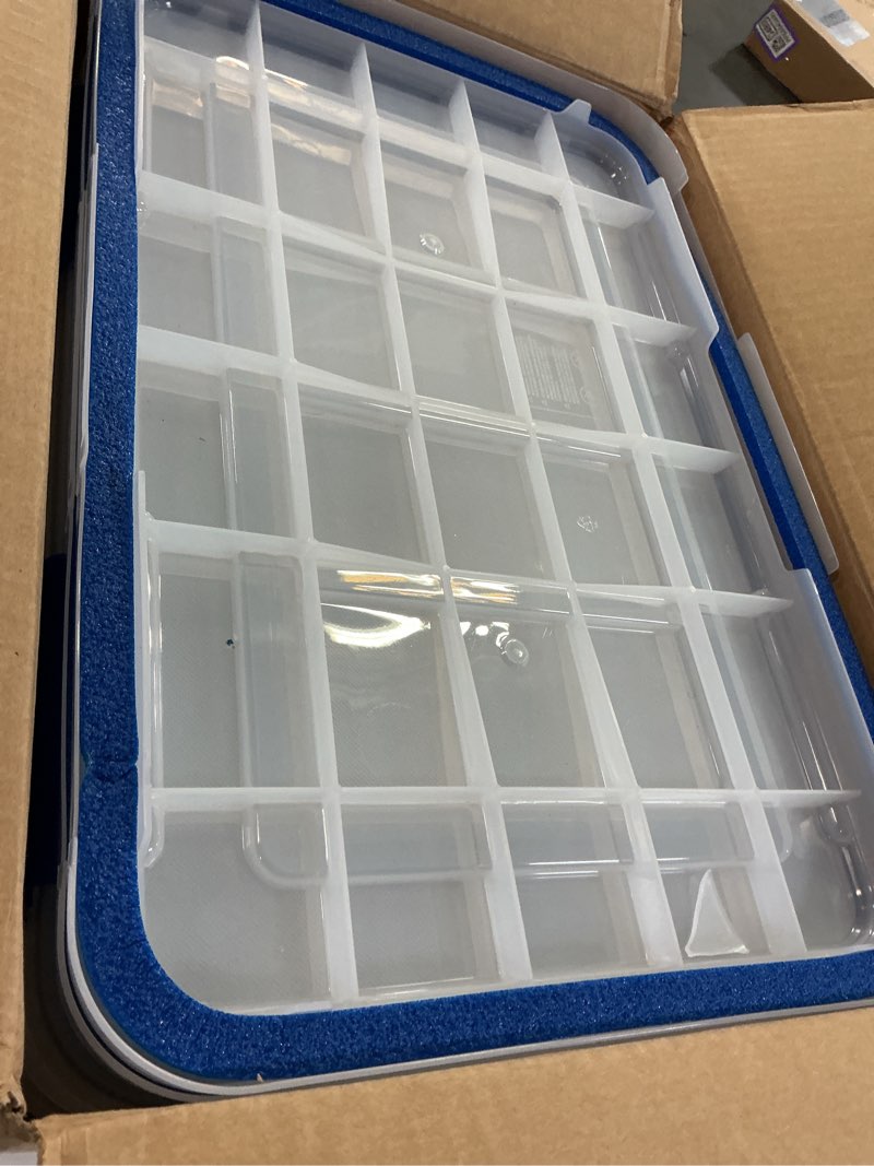 Condition photo showing Good Condition for IRIS USA WeatherPro 16 Qt Storage Bins with Lids, 3 Pack, BPA-Free Plastic Gasket Box with Tight Latch and Seal, Stackable Nestable Tote Tub - Clear/Blue 16 Qt. - 3 Pack