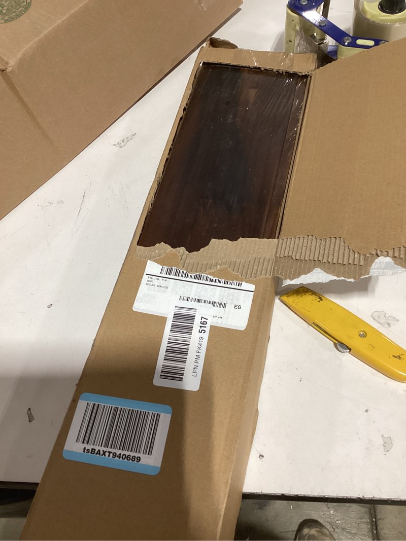 Condition photo showing New/Like New for AZSKY Floating Book Shelves Wall Mounted Photo Shelf Picture Ledge Deep Walnut Display Shelves for Home Living Room Bedroom Bathroom Office Set of 2 Deep Walnut 24in set 2