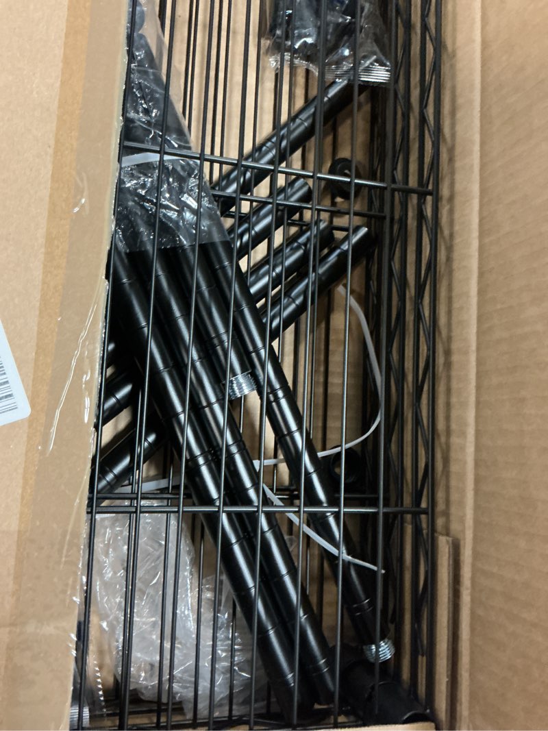 Condition photo showing Good Condition for simple deluxe shelving unit - 3 tier shelf for garage storage, black, 24.02" w x 13.78" d x 29.92" h, 750 lbs capacity, adjustable shelves, leveling feet, caster wheels for easy mobility,black black 3-tier, 24"w x 14"d x 30"h