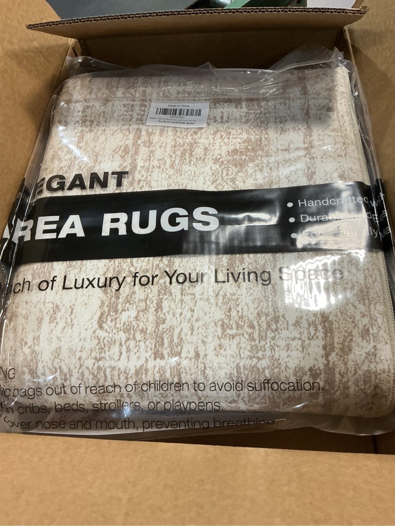 Condition photo showing New/Like New for Washable Area Rug 8x10, Large Soft Rugs for Living Room Vintage Beige Carpet 8x10 Area Rugs for Bedroom Dining Room Non-Slip Stain Resistant Under Table Rug Beige 8' x 10' (Rectangular)