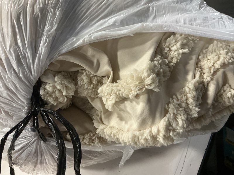 Condition photo showing As Is for bedelite boho twin/twin xl comforter set?beige tufted striped bed set 2 pieces, soft vintage farmhouse comforter for college, boho home dorm decor, fluffy jacquard bedding with 1 pillow sham beige twin/twin xl
