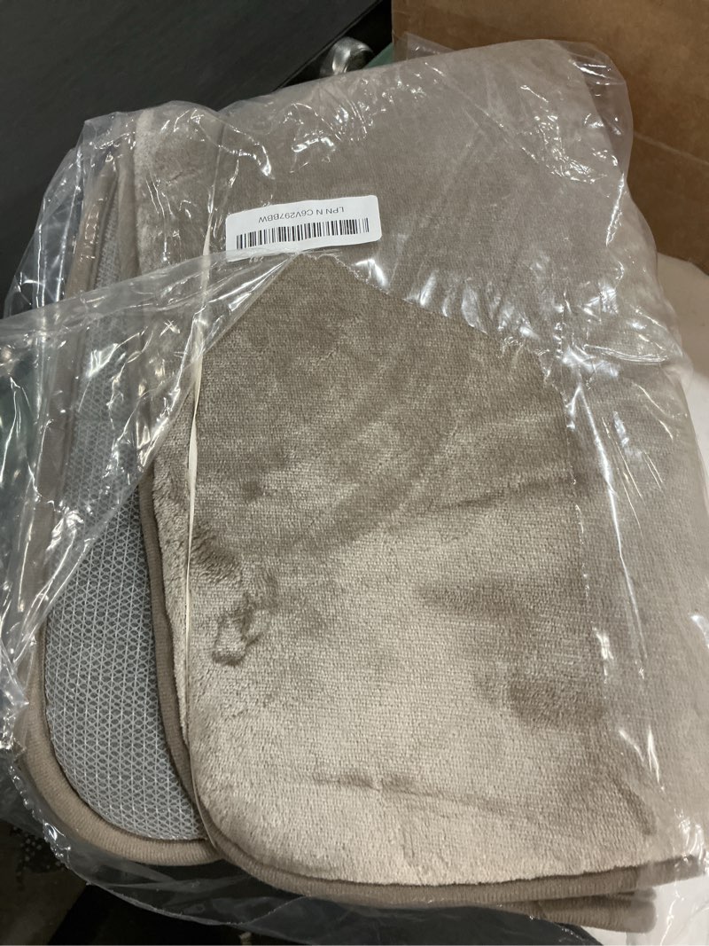 Condition photo showing Good Condition for h.versailtex bath mat memory foam bathroom rug flannel velvety luxury extra soft and absorbent non slip rugs for bathroom/bedroom washable (curved set 20"x 32" plus 20"x 20"u, taupe) 20" x 32" plus 20" x 20" u taupe