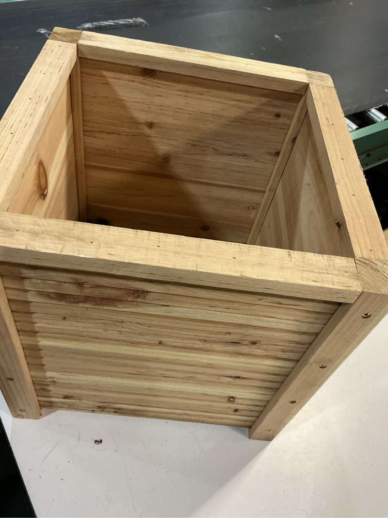 Condition photo showing Good Condition for style selections square 15.7-in w large brown wood indoor/outdoor planter with drainage holes