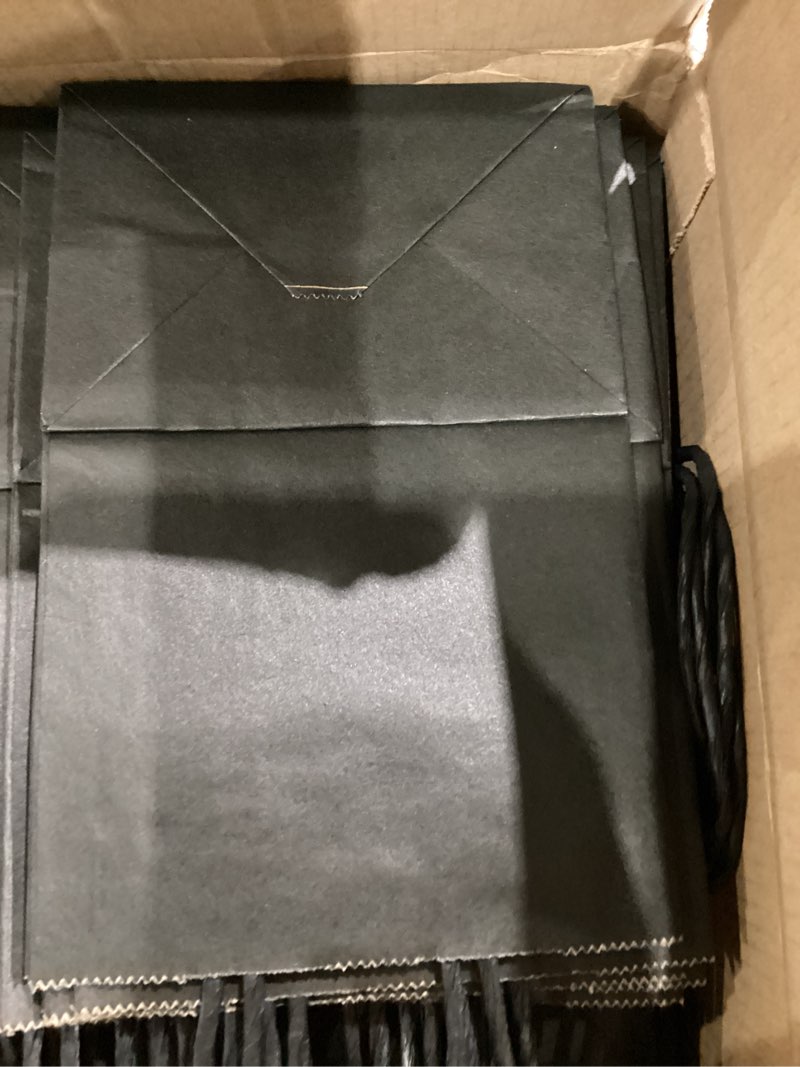 Condition photo showing Good Condition for black paper bags with handles bulk, multiple  eco-friendly gift bags for small business - party favors, retail, birthday goody bags & grocery,5/8/10 inch pure black 1 count (pack