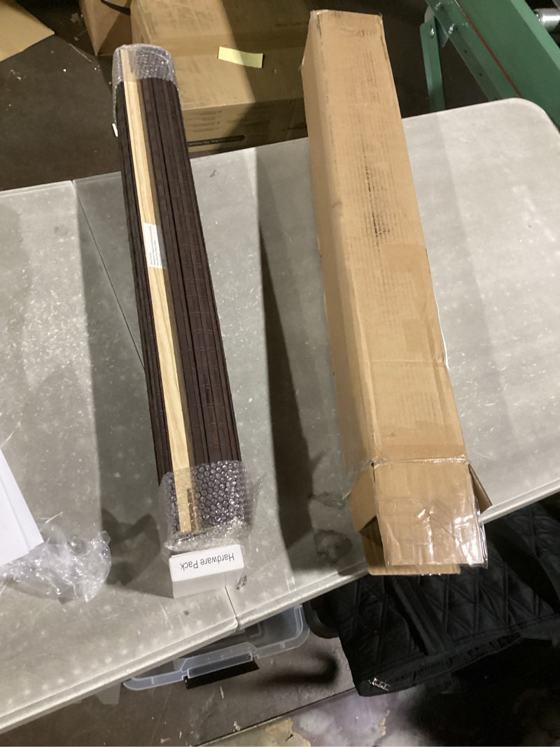 Condition photo showing Good Condition for LazBlinds Cordless Bamboo Roman Shades, Privacy Blinds for Interior Windows, Room Darkening Roll Up Bamboo Blinds for Home & Patio, 29.5" W x 64" H, BDP-Espresso Privacy - Espresso 29 1/2" W x 64" H