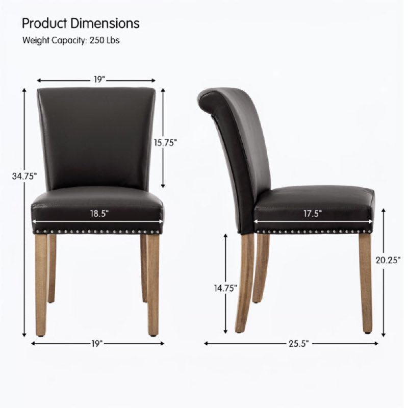 Sofid Nailed Trim Faux Leather Waterproof Upholstered Parsons Dining Chairs