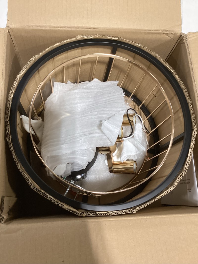 Condition photo showing As Is for agv lighting cl005bb k9 crystal semi flush mount ceiling light fixture, e12 base 3-lights, d13 x h15, champagne crystal shade & matte black finish metal frame
