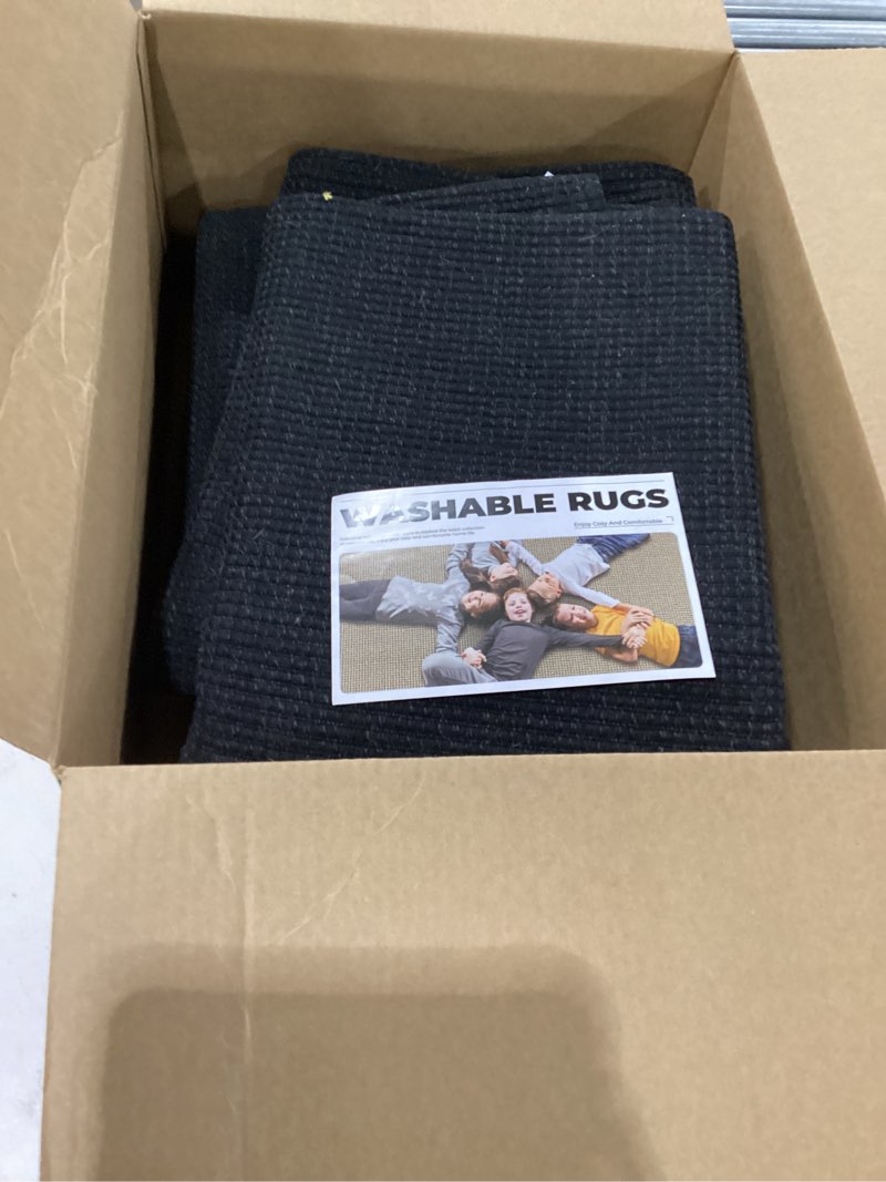 Condition photo showing As Is for (Has hair on it) EARTHALL Runner Rug 3x20 Ft Washable Runners for Hallways Extra Long Woven Non Slip Entryway Runner Braided Kitchen Runner Indoor Outdoor Carpet Runners for Hotels, Officel, Stair, Black/Grey 3' x 20' (Runner) Black/Grey