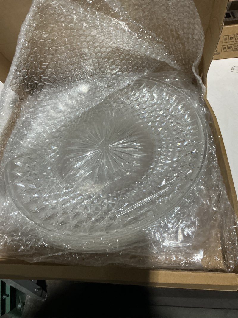 Condition photo showing Good Condition for Fumete 6 Pcs Round Plastic Serving Platters Clear Plastic Serving Tray Acrylic Crystal Flan Plates for Food Cake Cookie Fruits Birthday Wedding Party Supplies(14 Inch)