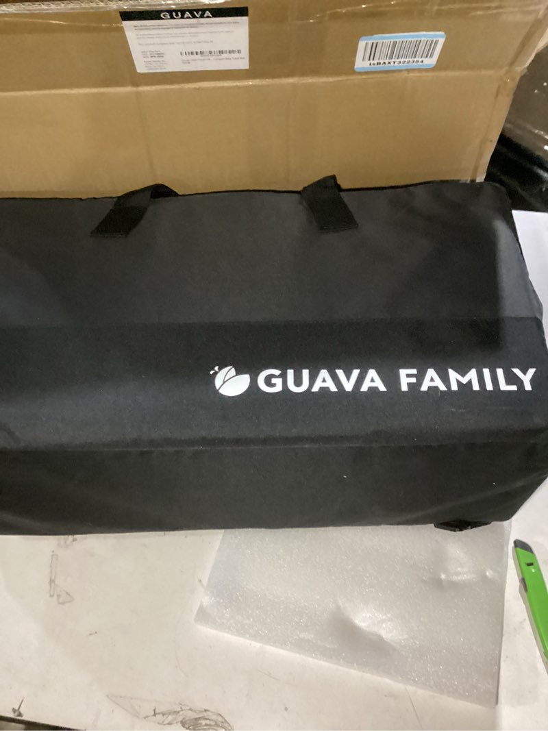 Condition photo showing New/Like New for Guava Family Travel Crib Includes Lightweight Backpack Design | Certified Baby Safe Portable Crib | Folding Play Yard, Comfy Mattress for Babies, Toddlers | Compact Baby Travel Bed