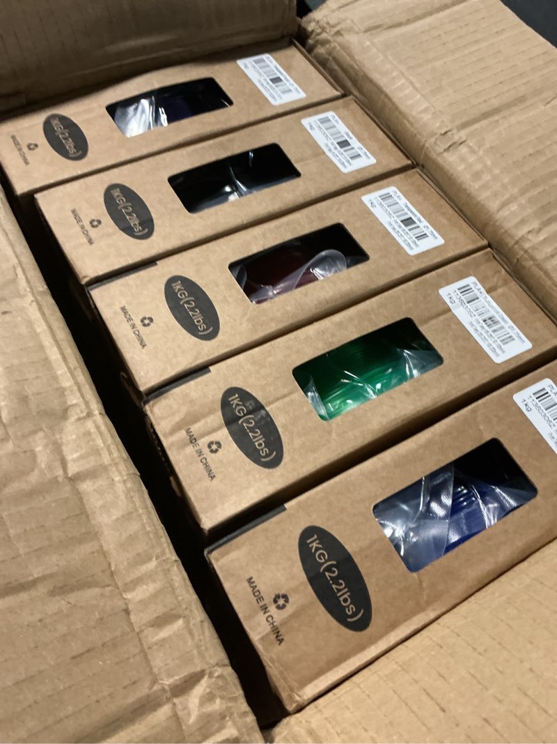 Condition photo showing Good Condition for tecbears pla plus filament 1.75mm bundle, 10kg pla+ 3d printer filament, 10 pack 1kg spool,black+skin+olive green+transparent with 6 spool of clear orange/yellow/green/red/blue/purple set-10kg | black+skin+olive green+transparent+clear(orange+yellow+green+red+blue+purple) 10kg
