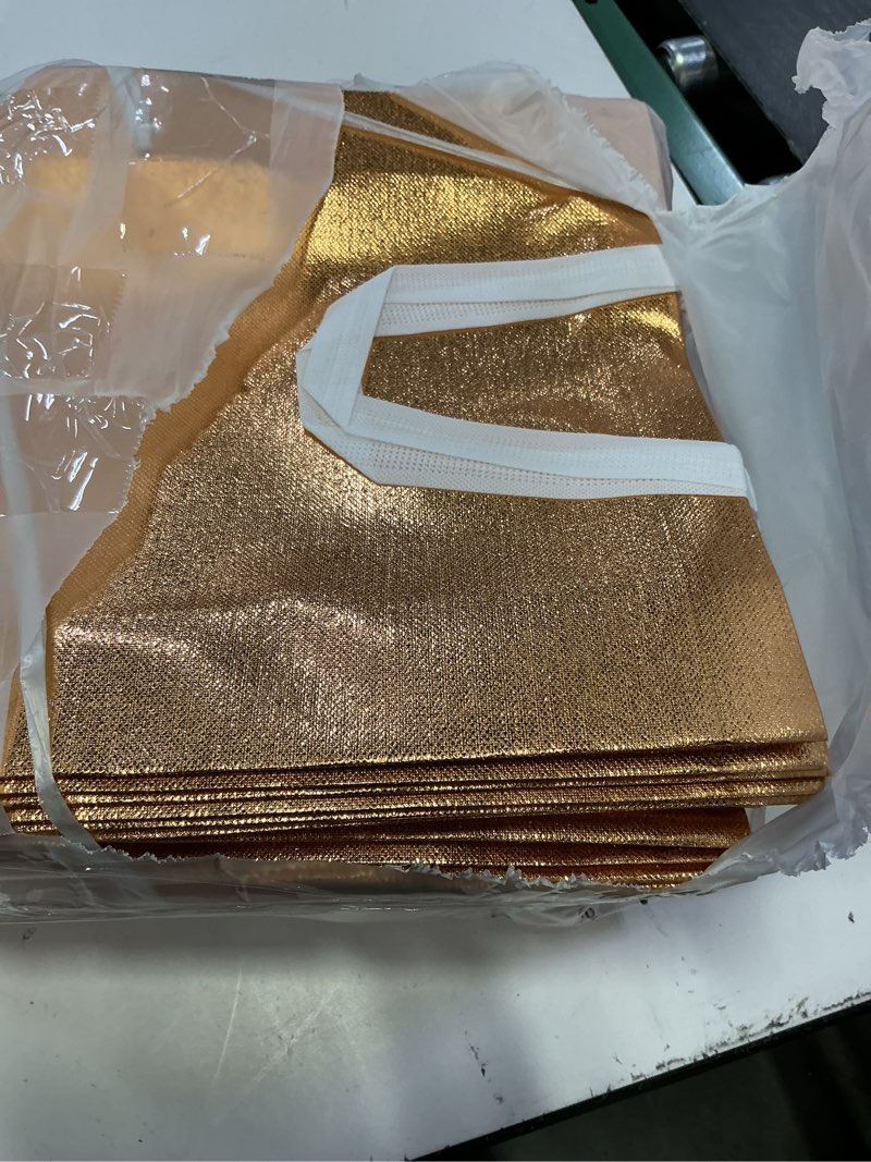 Condition photo showing As Is for eccliy 60 pcs reusable gift tote bags housekeeping appreation grocery shopping bag with handles for bridesmaid wedding(gold)
