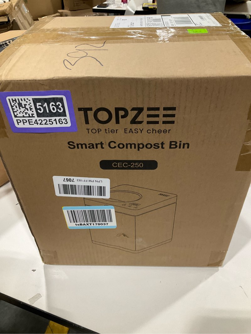 Condition photo showing Good Condition for TOPZEE Electric Compost Bin for Kitchen, 3L Smart Countertop Composter with Odorless Auto-Cleaning, Low Noise, Turns Food Waste to Fertilizer in 4 Hours, for Indoor Home Use, Black Light Black