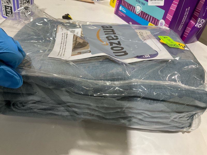 Condition photo showing As Is for MIULEE Velvet Curtains 108 inches - Luxury Blackout Curtains for Bedroom Living Room Thermal Insulated Super Soft Window Drapes Rod Pocket & Back Tab, Stone Blue, W52 x L108 inches, 2 Panels 52"W x 108"L (Pack of 2) Stone Blue