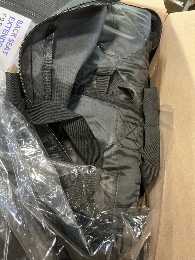Condition photo showing Good Condition for back seat extender for dogs-large space, dog car seat cover hard bottom holds 420lbs, sturdy backseat extender for dogs,upgraded material waterproof pet car bed dog hammock for car, suv,truck l black for cars/ mid-size suv/ small truck