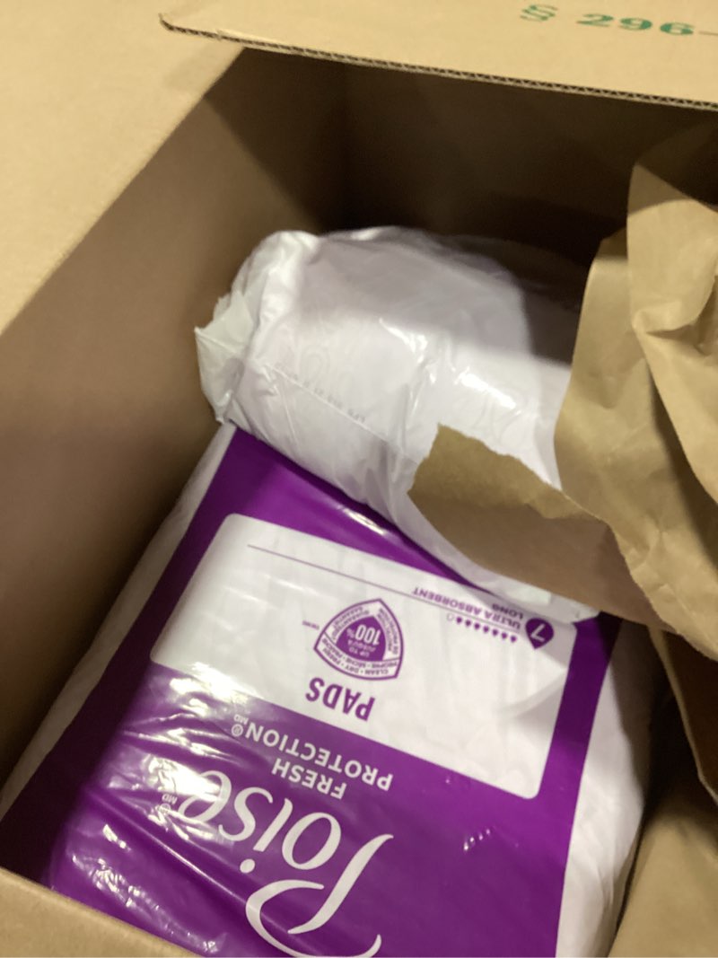 Condition photo showing As Is for poise incontinence & postpartum pads for bladder leaks, 7 drop ultra absorbency, long length, 78 count, packaging may vary long 78