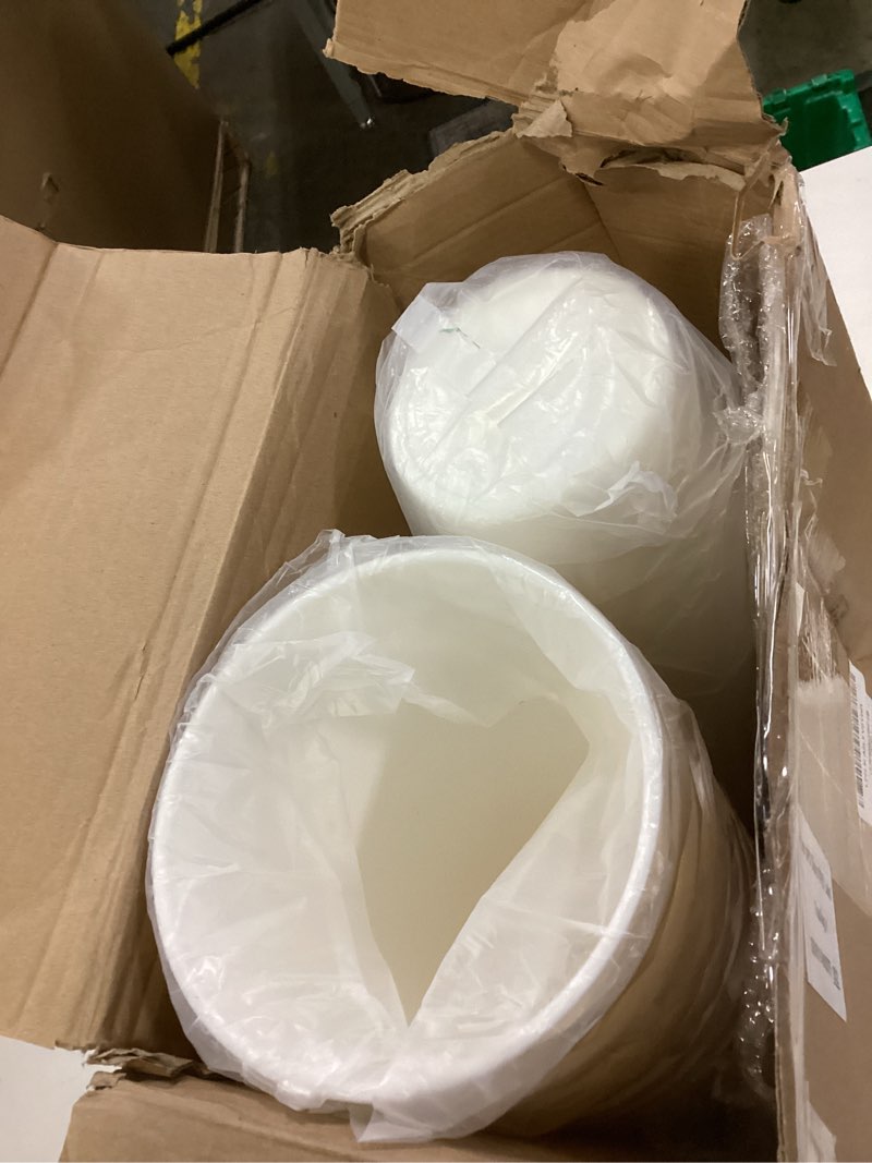 Condition photo showing Good Condition for 16 Pack Flower Buckets 9.84 Inch Plastic Flower Vases Modern Round Vases for Centerpieces Floral Display Decorative Buckets for Table Home Wedding Decorations (Pure White) Pure White 16