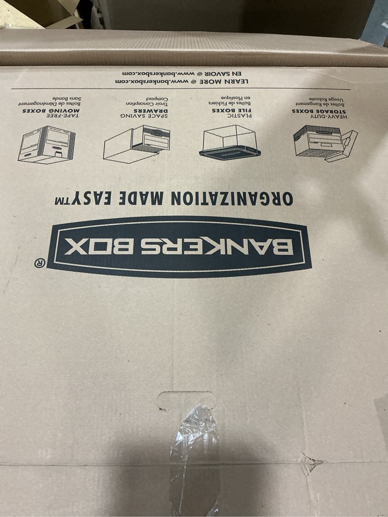 Condition photo showing New/Like New for amazon basics storage/filing boxes with lift-off lid, letter/legal size, collapsible, tape-free assembly, white, 16.2" l x 12.5" w x 10.5" h, 20-pack standard 20-pack
