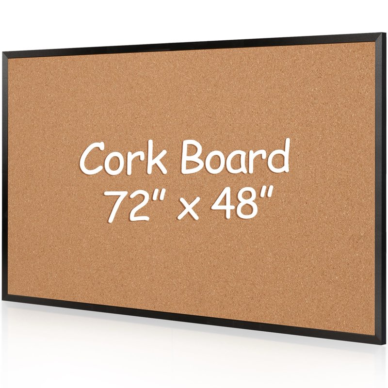 Board2by Extra Large Cork Bulletin Board 72" X 48", Black Wood Framed 6'x4' Corkboard for Wall, Wall