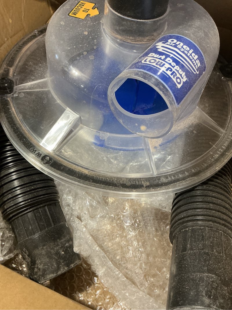 Condition photo showing As Is for dust deputy low-pro plus cyclone dust separator – engineered high flow wet/dry vacuum kit – fits standard 5 gallon buckets – 2.5" adapter & 3' hose – made in usa dd low-pro plus