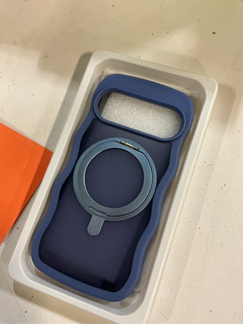 Condition photo showing New/Like New for magnetic for google pixel 10 case, [360° rotating stand] [compatible with magsafe] cute wavy frame translucent matte 3.0mm thickened shockproof phone case for pixel 10 (tech blue) google pixel 10 blue