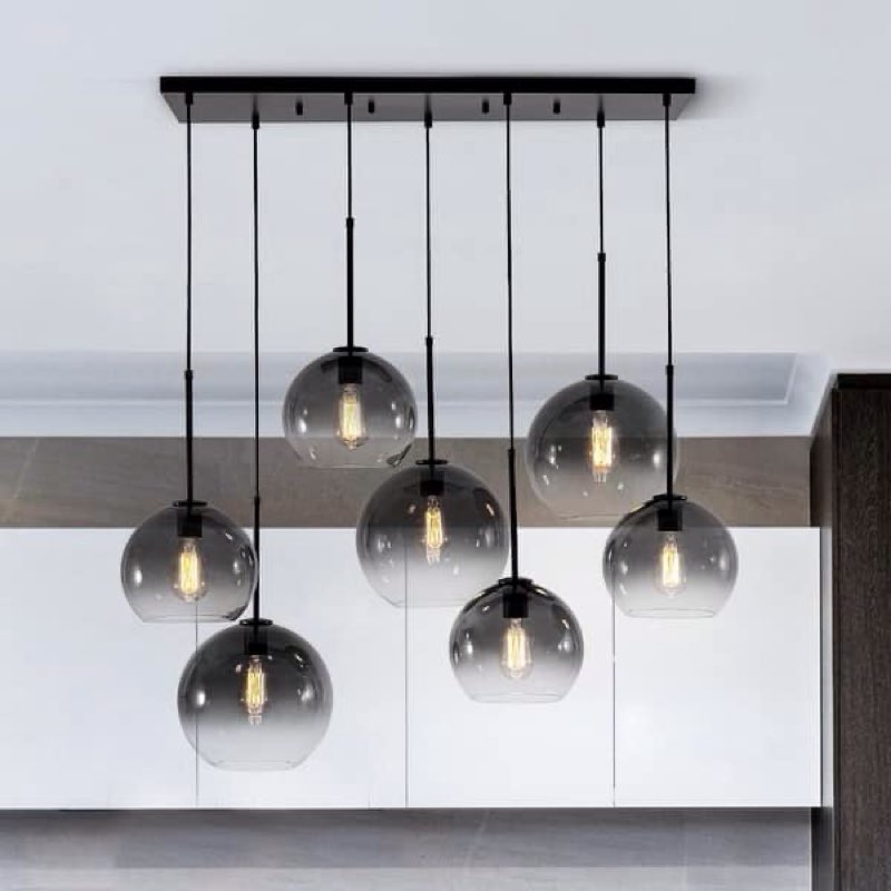 Ultra Modern 7-Light Sculptural Gradient Glass Island Pendant - 39.4in