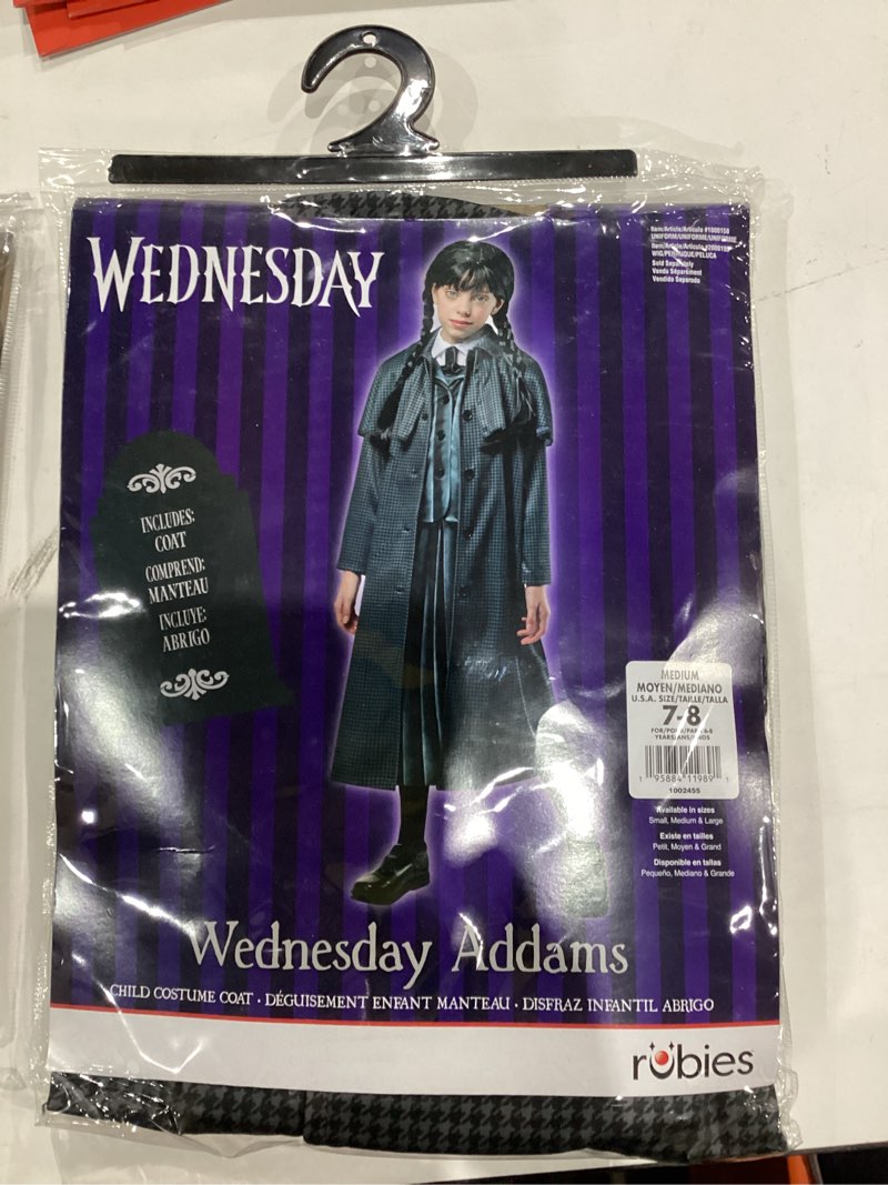 Condition photo showing New/Like New for Rubies Wednesday TV Series: Wednesday Addams Costume Coat for Kids Medium