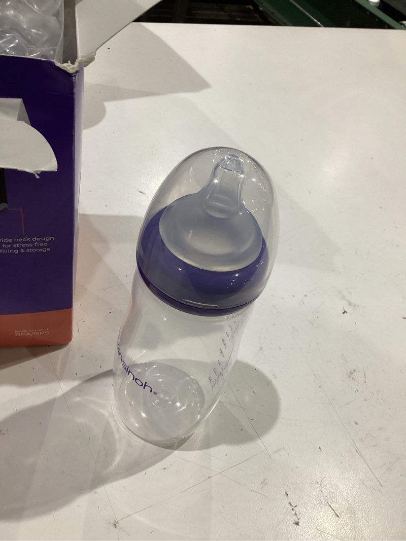 Condition photo showing Good Condition for lansinoh anti-colic baby bottles, bpa-free plastic, 11 ounces, 4 count, fast flow nipples (size f), breastfeeding bottle with naturalwave design 11 ounce, fast flow, 4 count