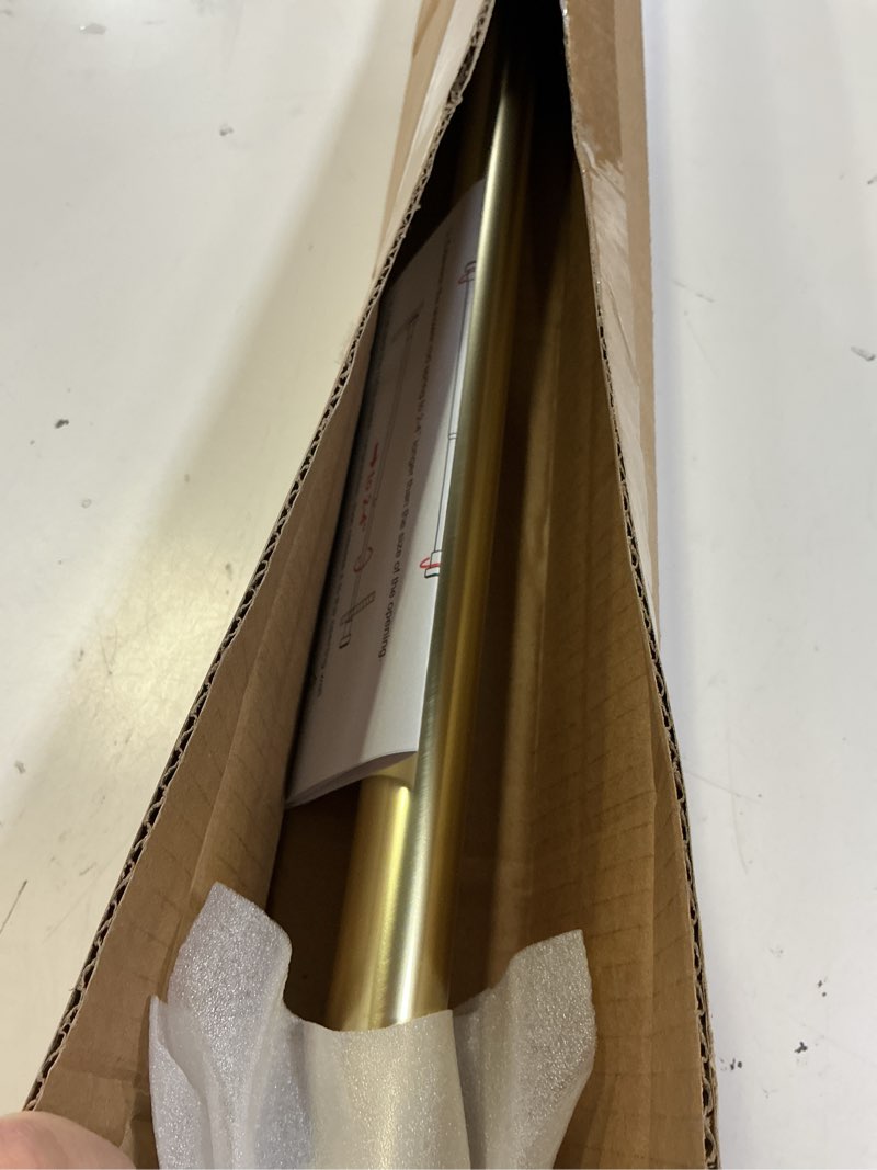 Condition photo showing Good Condition for shower curtain rod tension- no drill non-slip spring tension shower rod for window or bathroom, 43-73 inches metal steel, light gold 43-73 inches light gold