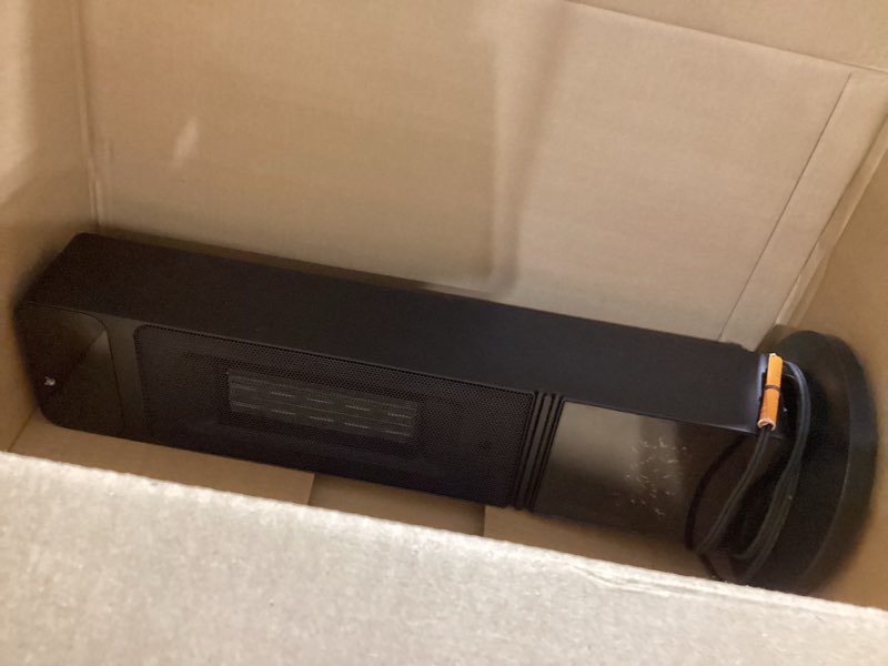 Condition photo showing As Is for Tower Heater and Fan Combo, 1500W PTC Electric Fireplace Heater W/ 3D Flame, 90° Oscillation Space Heater Fan Combo for Indoor Use, Child Lock & Eco Mode, 12h Timer, Remote Control, Home & Office