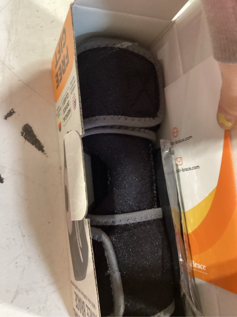 Condition photo showing As Is for dr. brace elite knee brace with side stabilizers & patella gel pads for maximum knee pain support and fast recovery for men and women-please check how to size video (mercury, medium) medium mercury