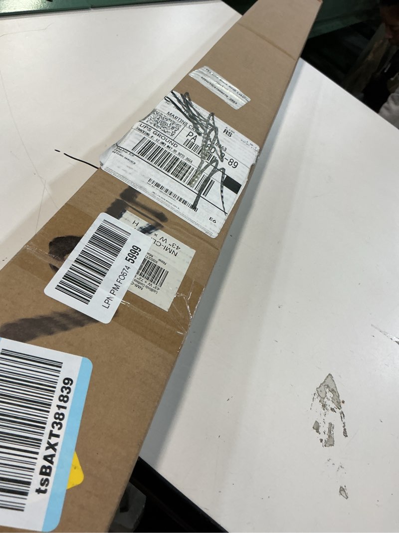 Condition photo showing As Is for LazBlinds No Tools No Drill 1" Vinyl Mini Blinds, Cordless Blinds for Windows, Light Filtering Horizontal Window Blinds & Shades, 43" W x 72" H, White Cordless-white 43" W x 72" H