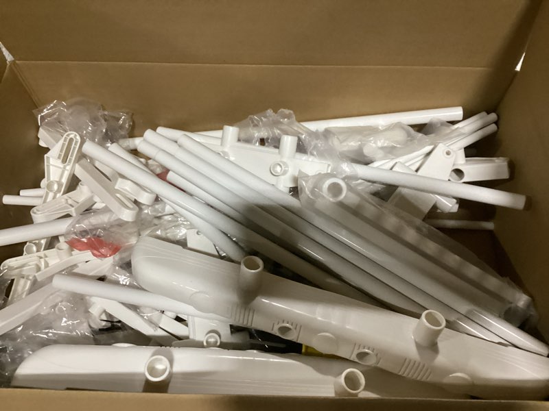 Condition photo showing As Is for HOMIDEC Clothes Drying Rack, Large 4-Tier Foldable Drying Rack Clothing(67.7H x 19.7W x 30L Inches), Movable with 4 Castors. Multifunctional Stainless Steel Laundry Drying Rack, White