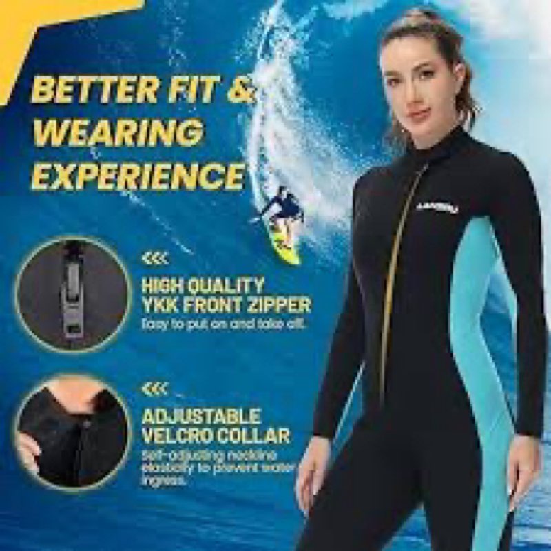 Lansru Women Wetsuit, 5/4mm Upgrade CR Neoprene Wetsuits for Women, Ideal Thermal Wet Suit in Cold W