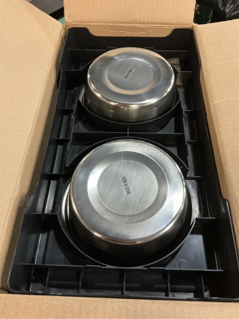 Condition photo showing Good Condition for pet zone elevated dog bowls designer diner 3 height adjustable raised dog bowl stand with 2 stainless steel bowls (7 cup capacity each) black