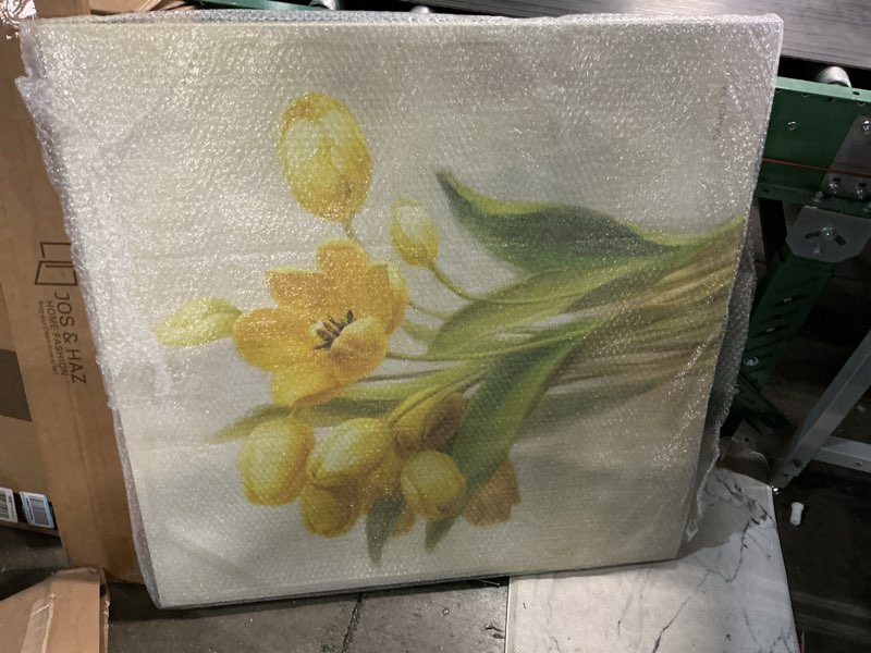 Condition photo showing Good Condition for (similr  )yellow french tulips hanging poster canvas print ready to hang, tulip wall decor, 38x38 \\\\\\\"w white trimi