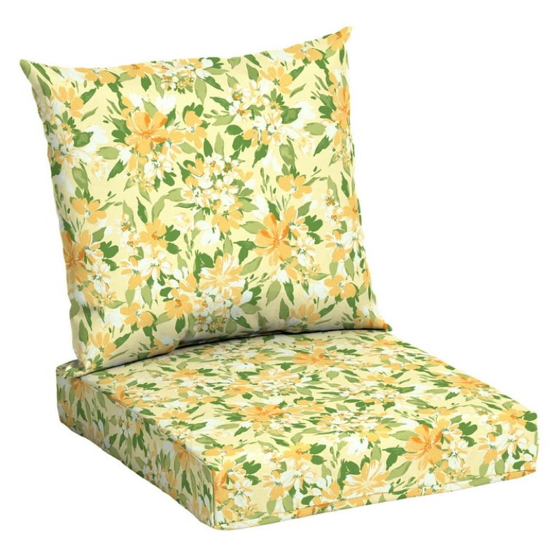 Mainstays 45"L x 22.75"W Yellow Floral Rectangle Outdoor 2-Piece Deep Seat Cushion 