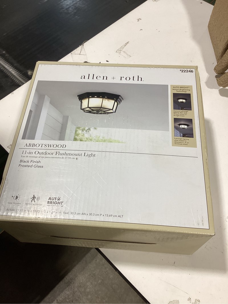 Condition photo showing Good Condition for secure home 11.9-in w black outdoor flush mount light