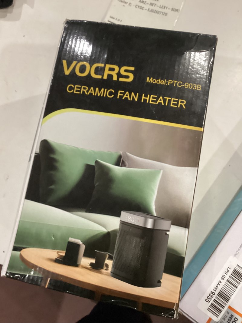 Condition photo showing Good Condition for Small Portable Space Heater for Indoor Use - VOCRS 1500W PTC Electric Heater with Thermostat, Remote Control, 12H Timer, Eco and Fan Mode, Rapid and Safe Heating for Bedroom, Office