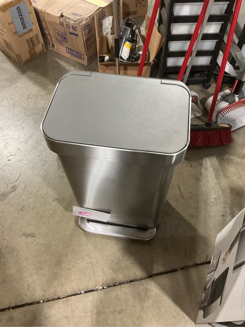 Condition photo showing Good Condition for simplehuman 45 l metallic silver plastic/stainless steel rectangular trash can