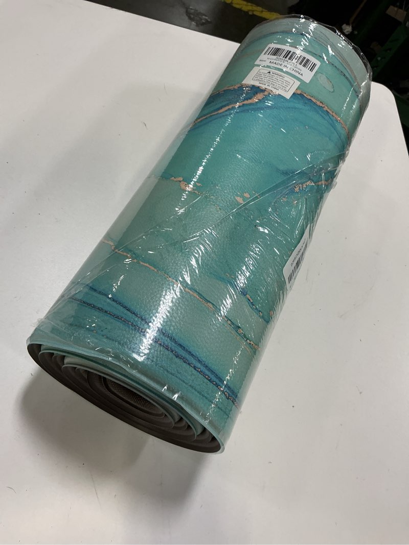 Condition photo showing New/Like New for MAYHMYO Kitchen Rugs and Mats Set of 2 Teal Marble Gold Anti Fatigue Mat PVC Non Slip Turquoise Foam Cushioned Kitchen Mats for Floor Dining Room Home Office Sink Laundry Teal 29"L x 17.3"W x 0.4"Th + 47"L x 17.3"W x 0.4"Th