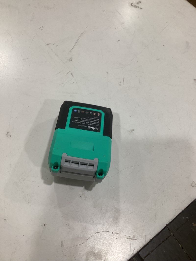 Condition photo showing As Is for this is a litheli 20v 2.0ah lithium ion battery pack designed for use with litheli cordless power tools.