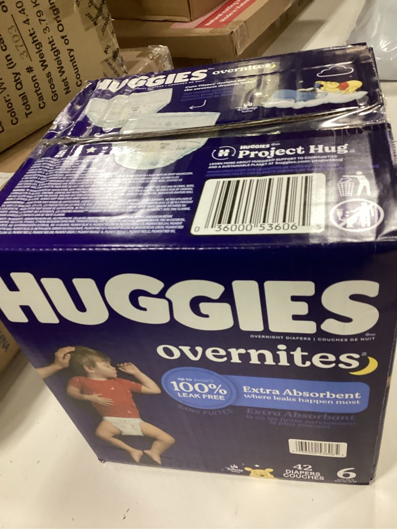 Condition photo showing New/Like New for Huggies Overnites Size 6 Overnight Diapers (35+ lbs), 42 Ct, Packaging May Vary Size 6 42