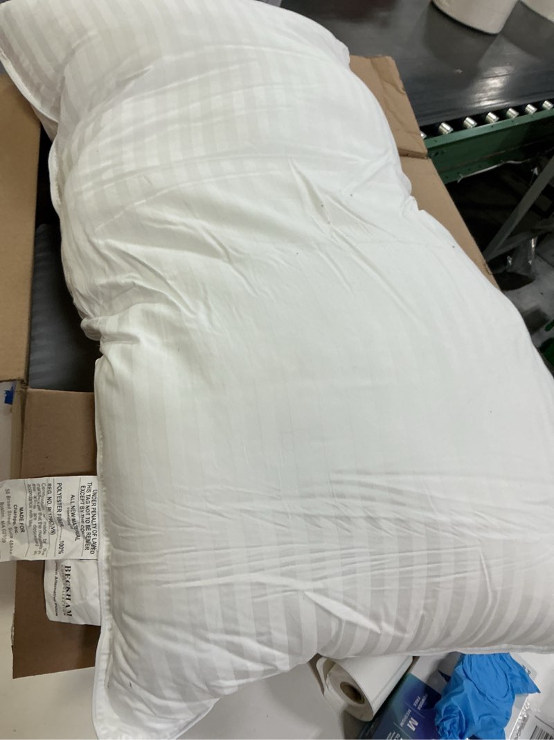 Condition photo showing As Is for beckham hotel collection queen size down alternative pillows, set of 2 and queen size hybrid mattress protector & pad