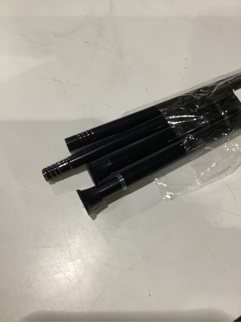 Condition photo showing As Is for 2 pack black spring tension curtain rods 24-46 inches, spring loaded curtain rods no drilling, adjustable tension rod for windows bedroom bathroom kitchen doorway closet 24-46inch black-2pcs