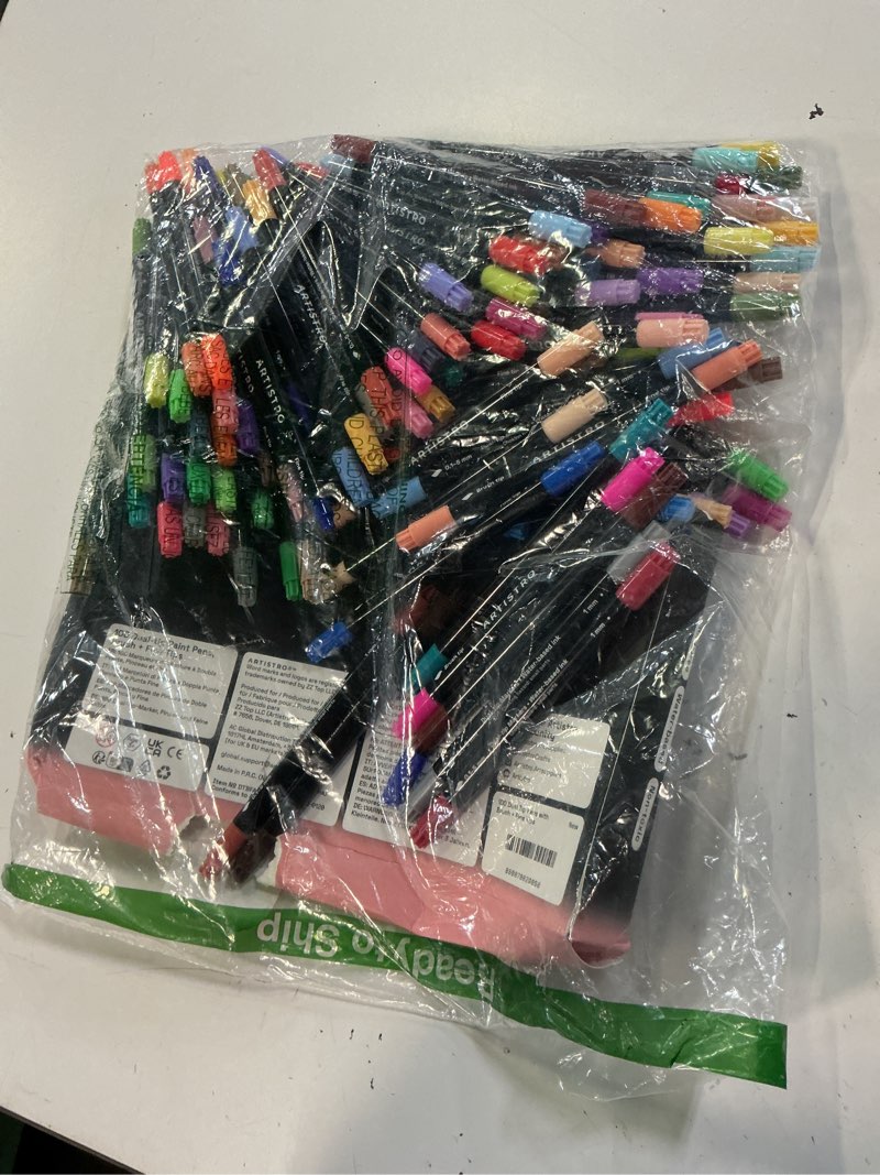 Condition photo showing Good Condition for artistro 100 dual tip acrylic paint markers, paint pens, drawing markers for textile, rock, glass, wood, paper, ceramic, canvas, diy - art supplies kit for kids and adults (brush + fine) 100 dual tip brush + fine