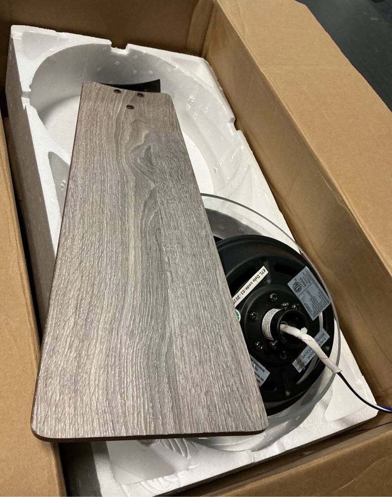 Condition photo showing As Is for harbor breeze hathaway 52-in black led indoor ceiling fan with light (2-blade)