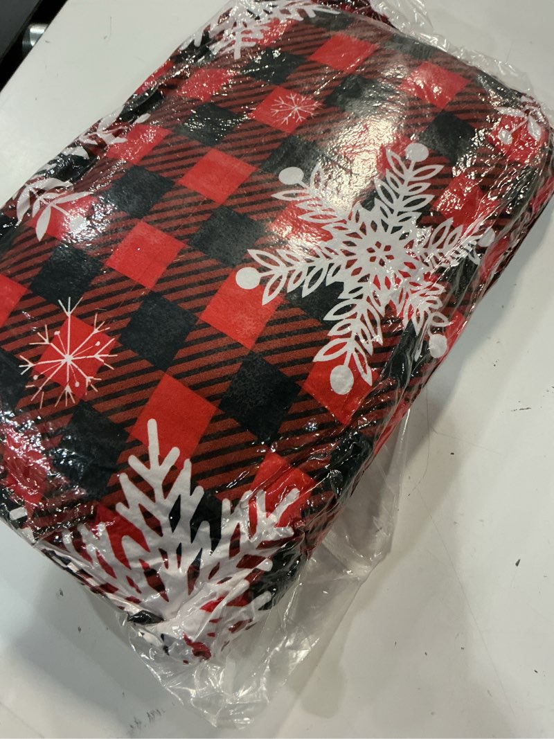 Condition photo showing New/Like New for jsd red buffalo plaid snowflakes christmas comforter set queen size, 3 piece holiday winter printed microfiber comforter with pillow shams plaid snowflakes queen